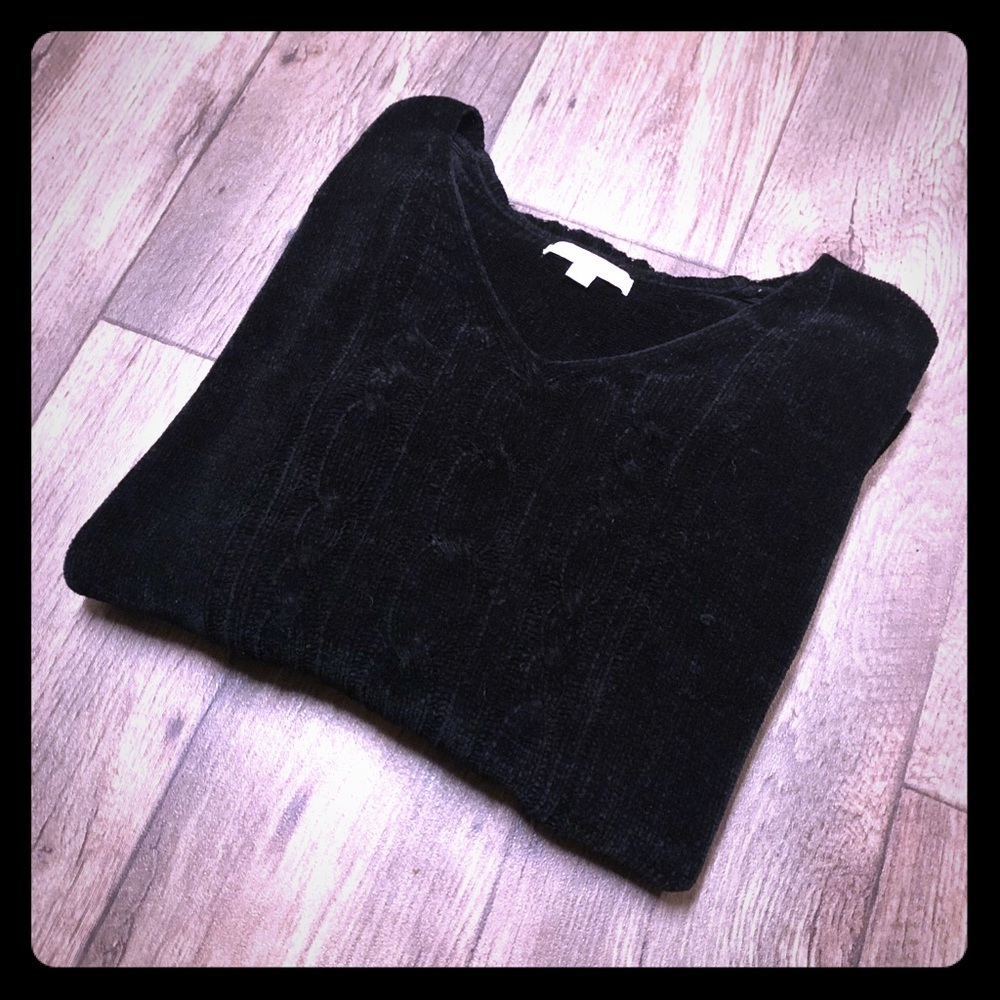 ByDesign Rich Black Cable Knit Sweater | Velvety Soft Winter Pullover | L - Picture 2 of 5
